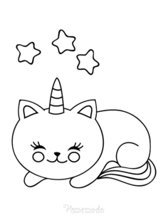 Cute Caticorn With Stars Unicorn Tracing Worksheets Pdf, Free Vectors File